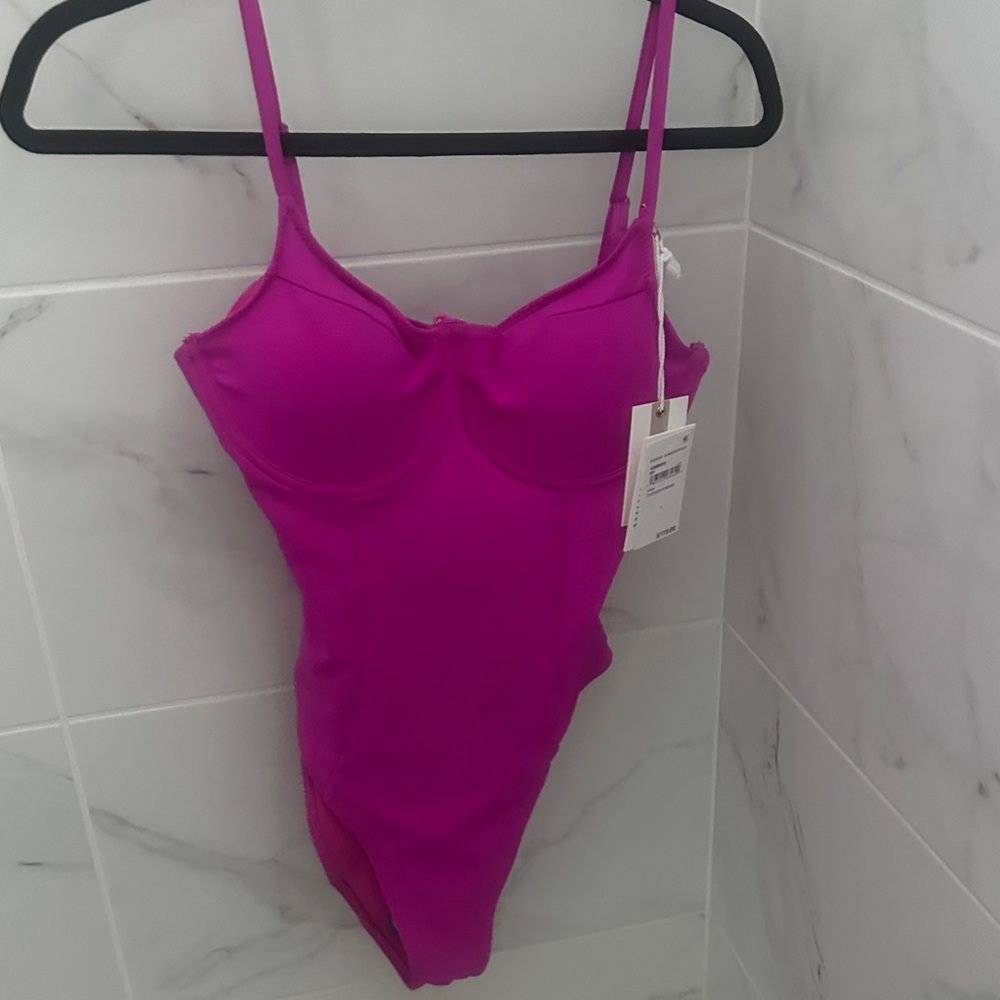 Good American Magenta One Piece Swimsuit